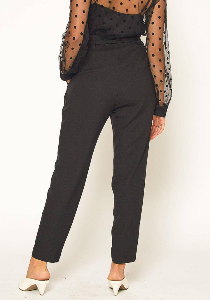 Women's Tie Waist Slim Trouser in Black by Shop at Konus