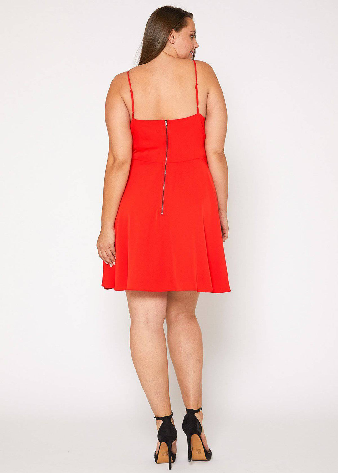 Plus Size V-neck Spaghetti Strap Cocktail Dress in Poppy Ted by Shop at Konus