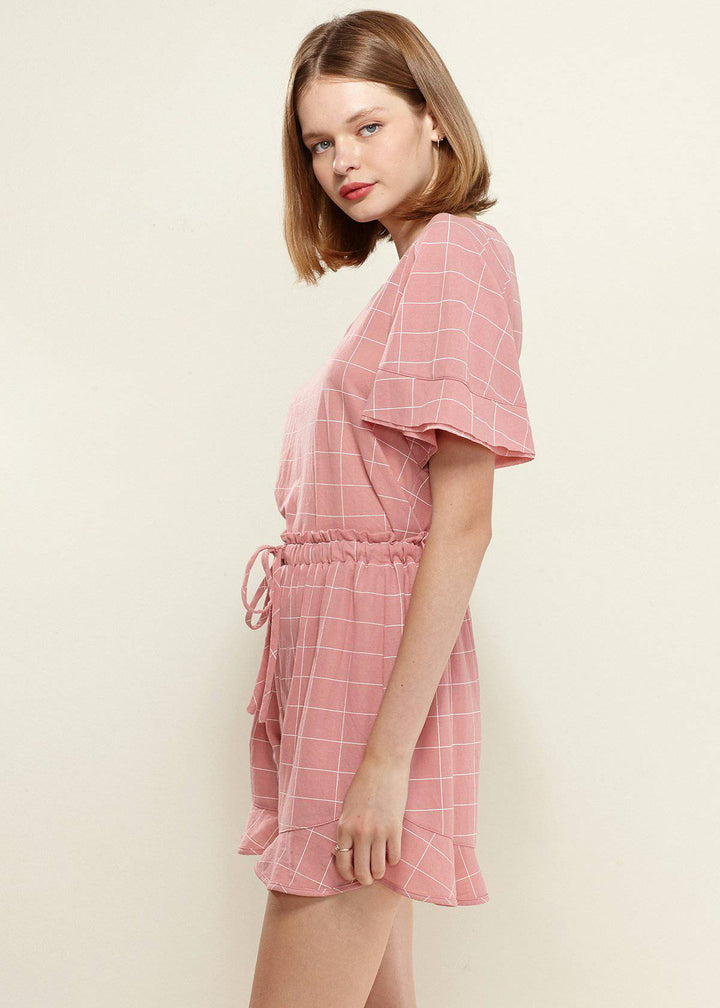 Women's Grid Print Blouse in Pinkwindow by Shop at Konus