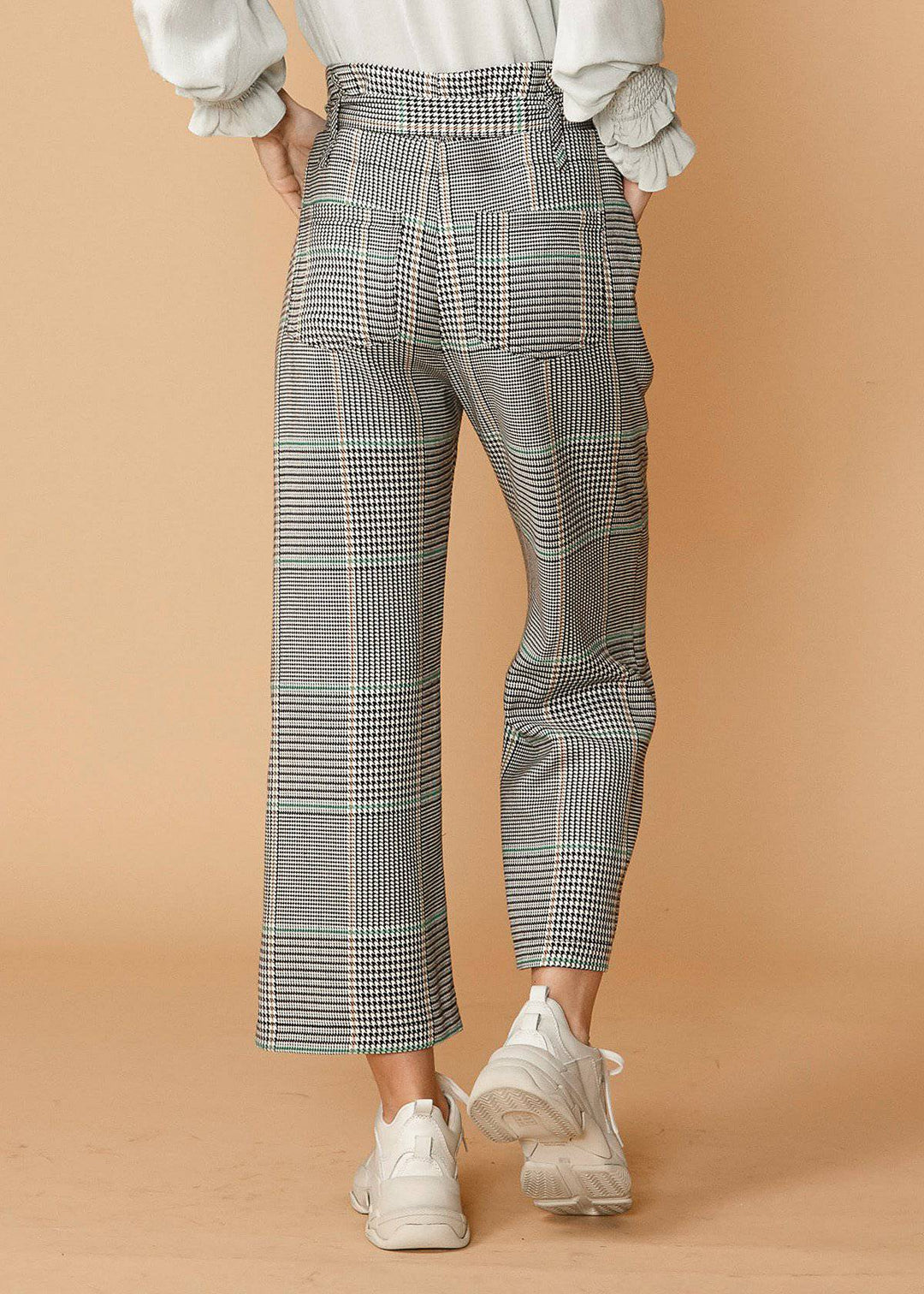 Women's Glen Plaid Tie Waist Cropped Pants in Fall Glen by Shop at Konus