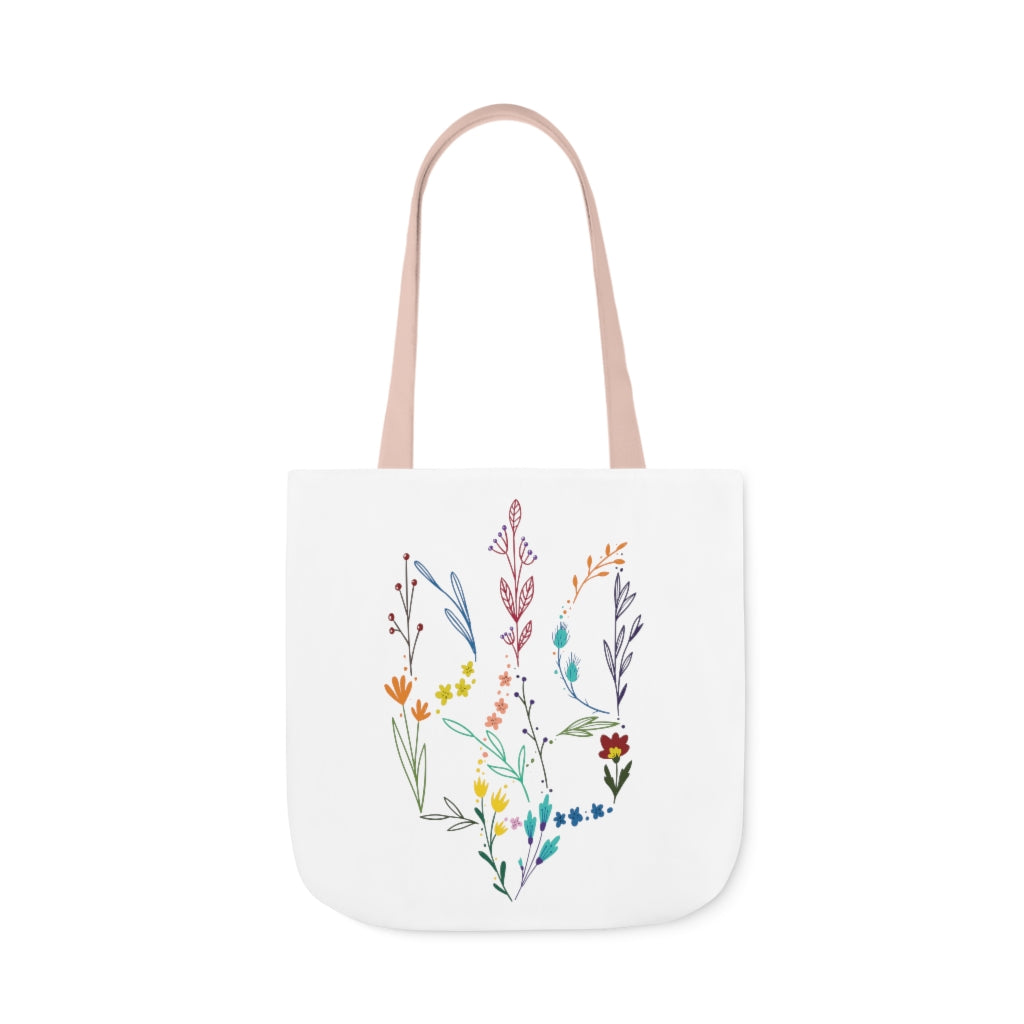 Floral Tryzub Canvas Tote Bag