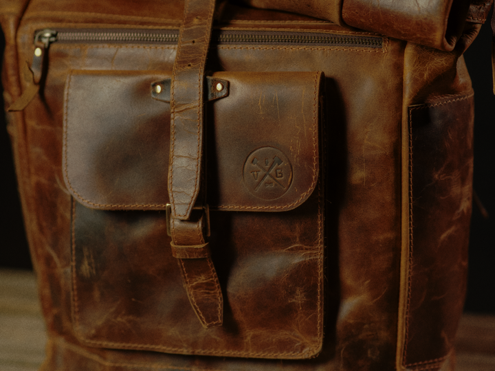 “The Roosevelt” Buffalo Leather Backpack by Vintage Gentlemen