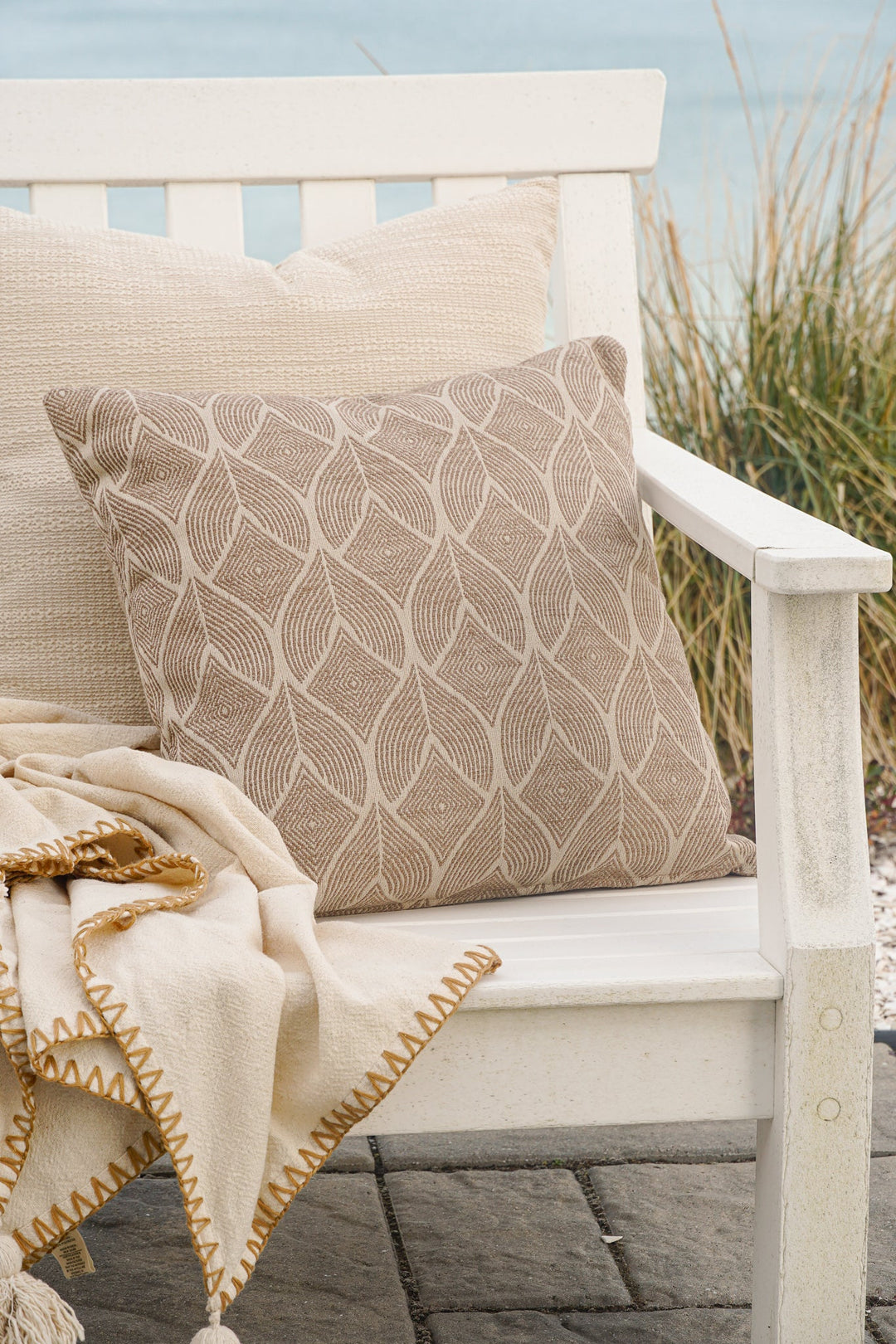 Cool Tropics Mocha Outdoor Pillow by Anaya