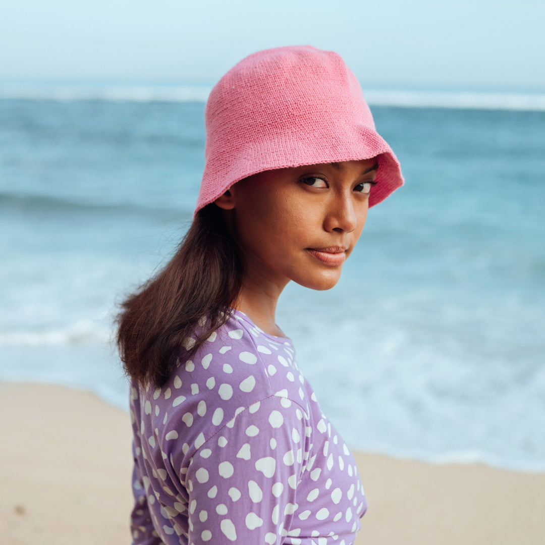 FLORETTE Crochet Bucket Hat, in Pink by BrunnaCo