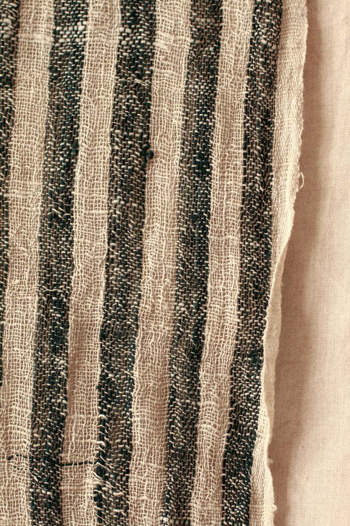 Fatima Hand-loomed Raw Cotton Scarf, in Black by BrunnaCo