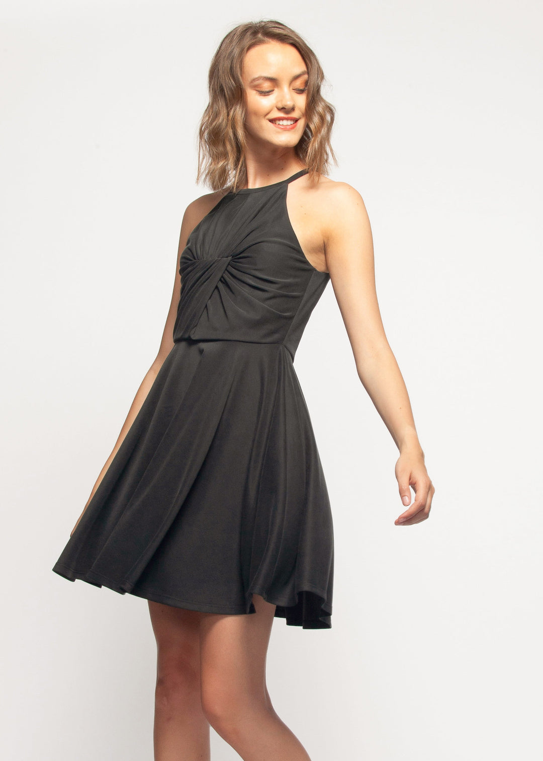 Halter Neck Gathered Front Dress by Shop at Konus