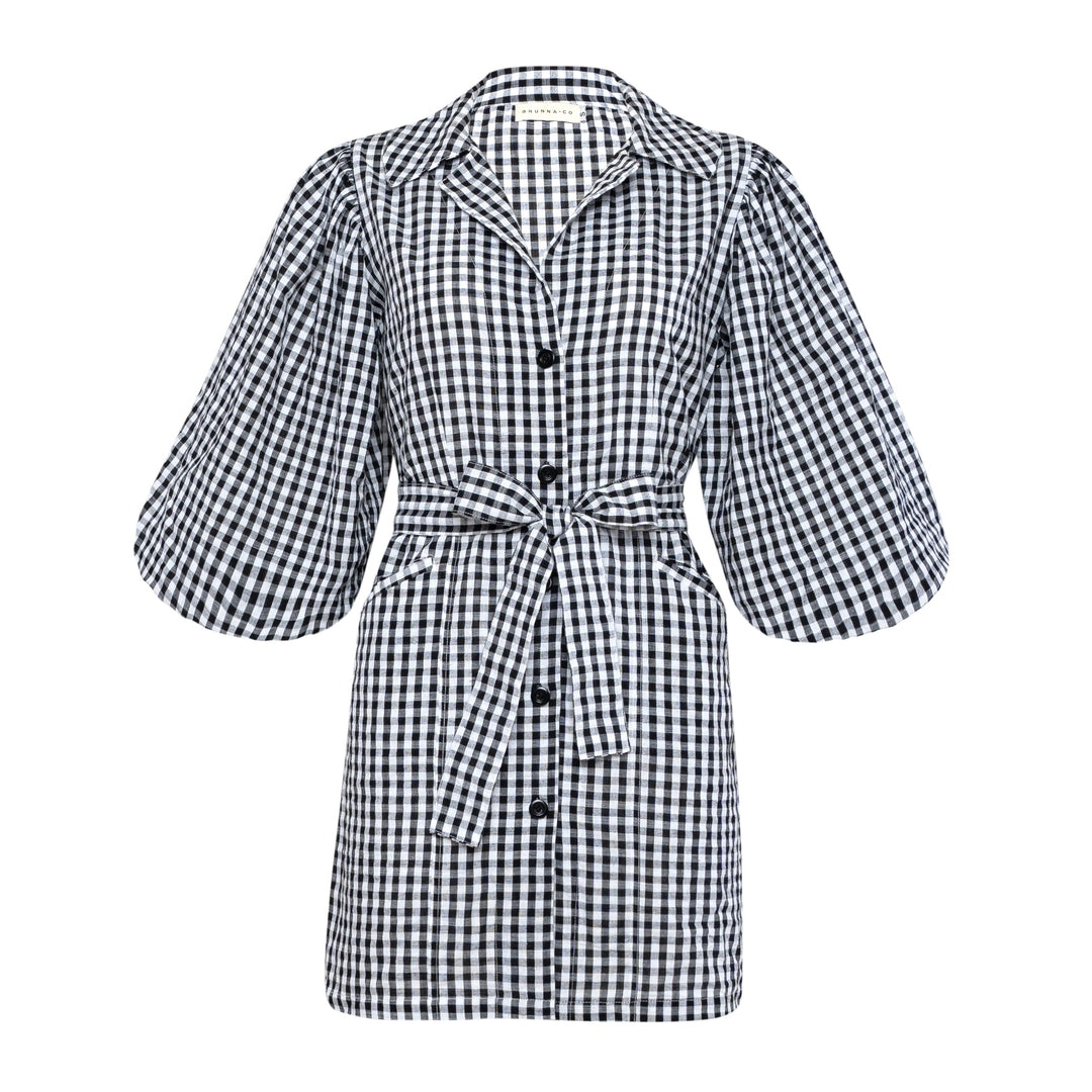 MEGHAN Mini Dress, in Black Gingham by BrunnaCo