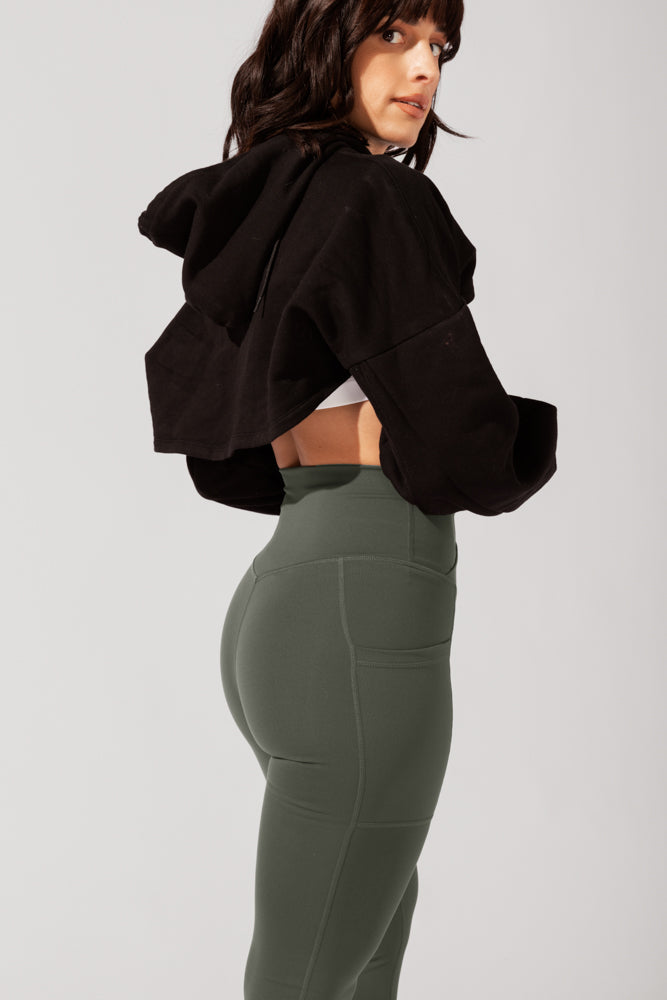 High Rise Crisscross Hourglass Legging™ with Pockets - Dark Sage by POPFLEX®