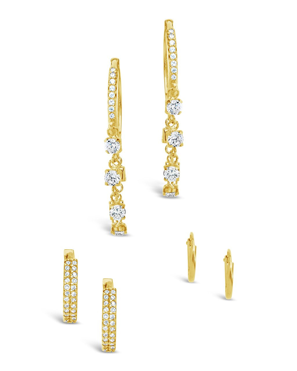 CZ Dangle Hoop Earring Set of 3 by Sterling Forever