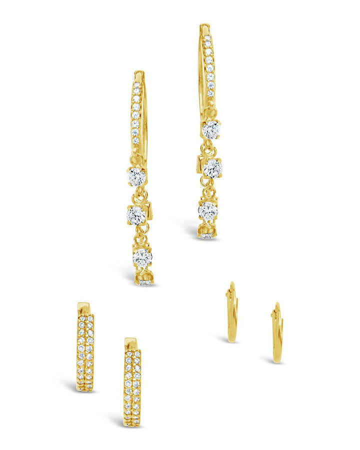 CZ Dangle Hoop Earring Set of 3 by Sterling Forever