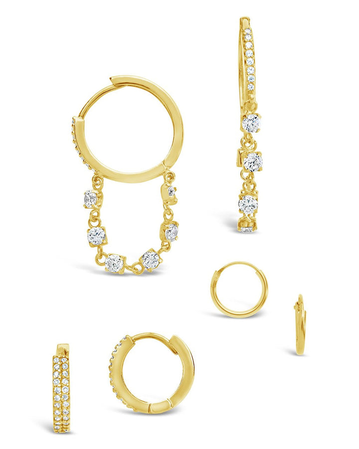CZ Dangle Hoop Earring Set of 3 by Sterling Forever