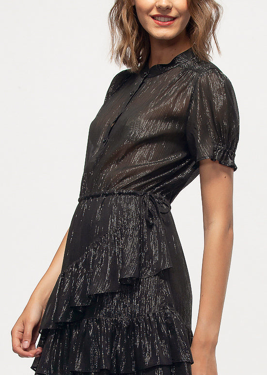 Lurex Yoryu Ruffle Dress In Black by Shop at Konus