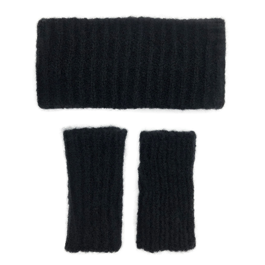 Black Ribbed Alpaca Gloves by SLATE + SALT