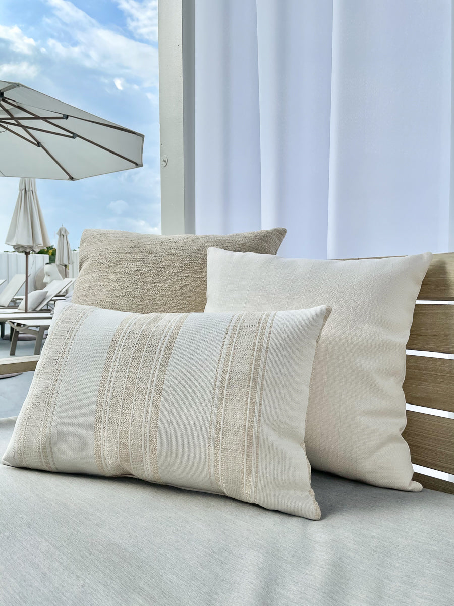 Summer Classic White Outdoor Pillow by Anaya