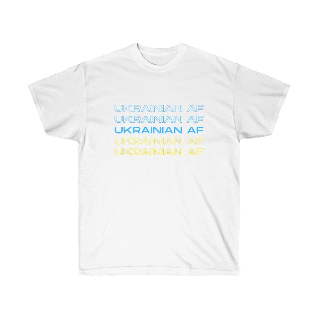 'UKRAINIAN AF' UNISEX COTTON TEE