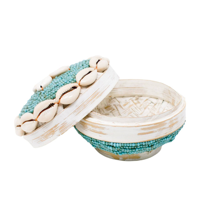 Gili Shell Bowl with Lid - Turquoise by POPPY + SAGE