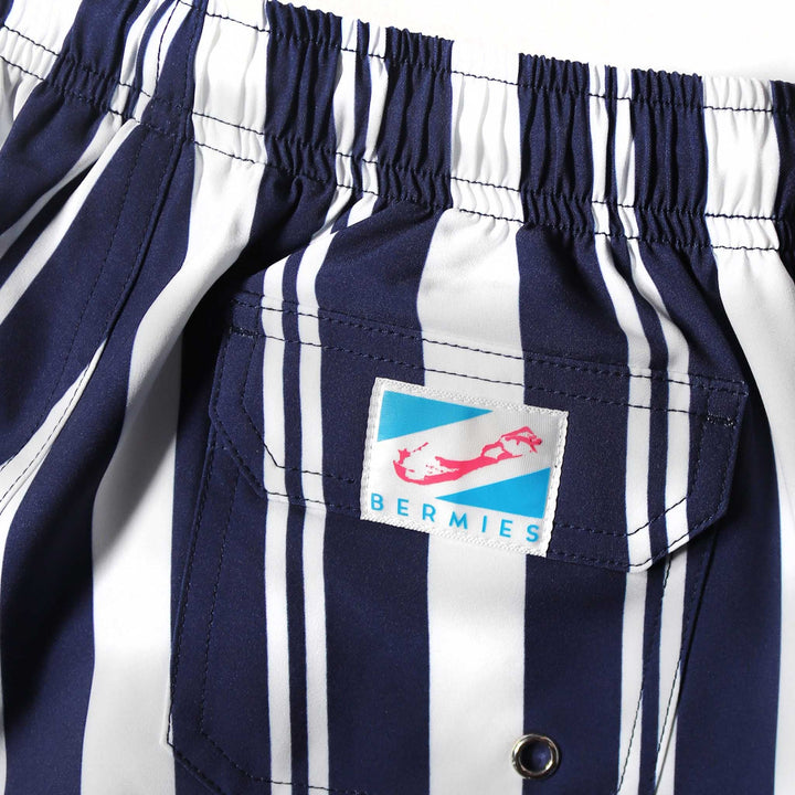 Navy Stripes - Kids Swim Trunks by Bermies Swimwear