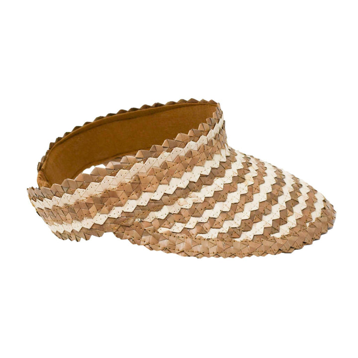 STRAW SUN VISOR - TWO TONE - CARAMEL/NATURAL by POPPY + SAGE