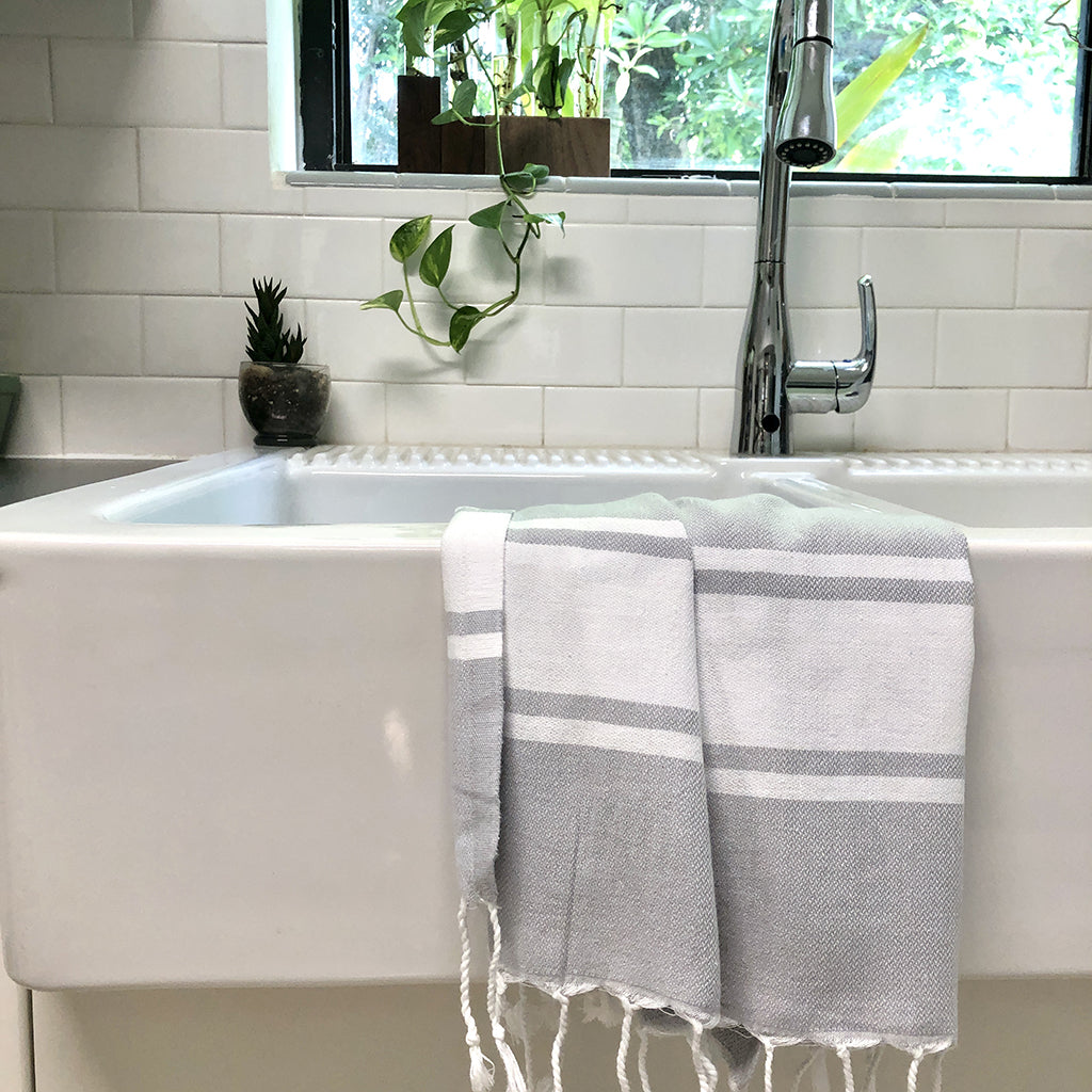 Essential Stripe Turkish Hand Towel by SLATE + SALT